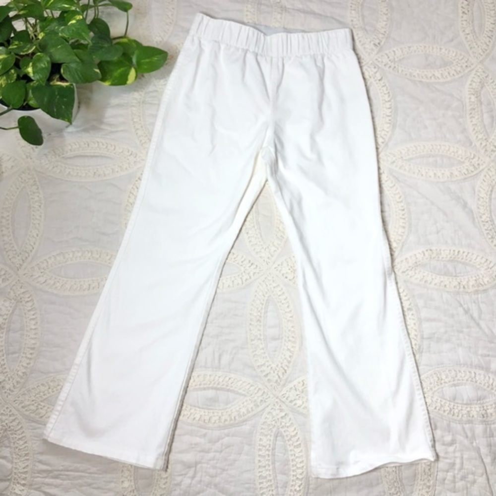 Soft Surroundings White Elastic Waist‎ Cropped Pull On Pants Jeans Small